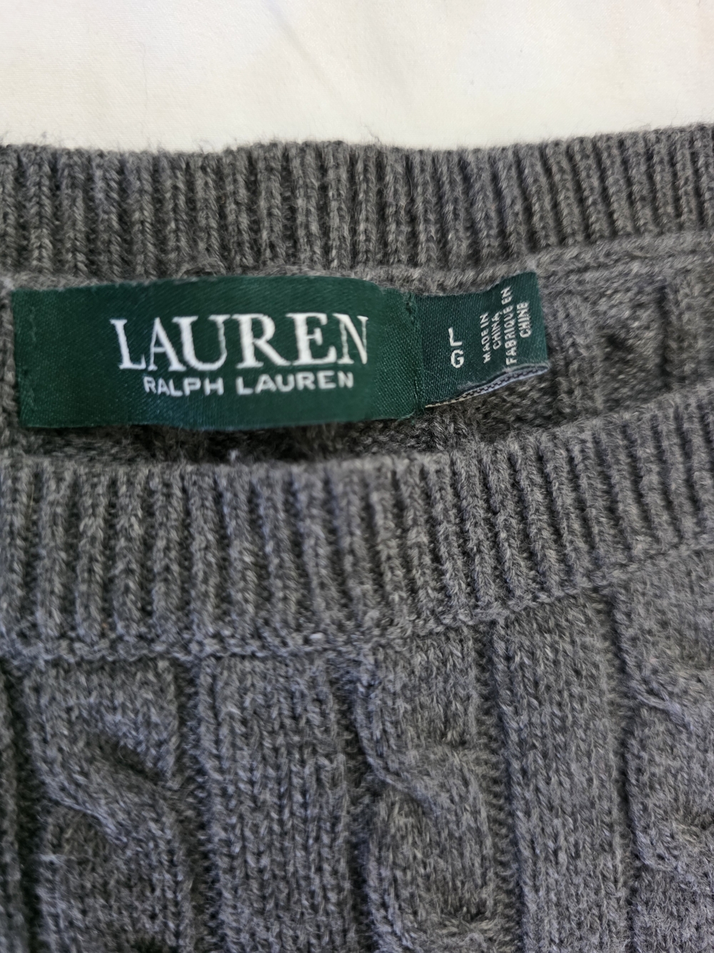 Lauren Ralph Lauren Women's Gray Cable-Knit Sweater With Puff Sleeves